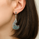 92.5 Antique Sterling Silver Peacock Earrings