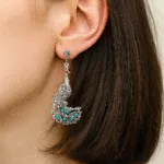 92.5 Antique Sterling Silver Peacock Earrings
